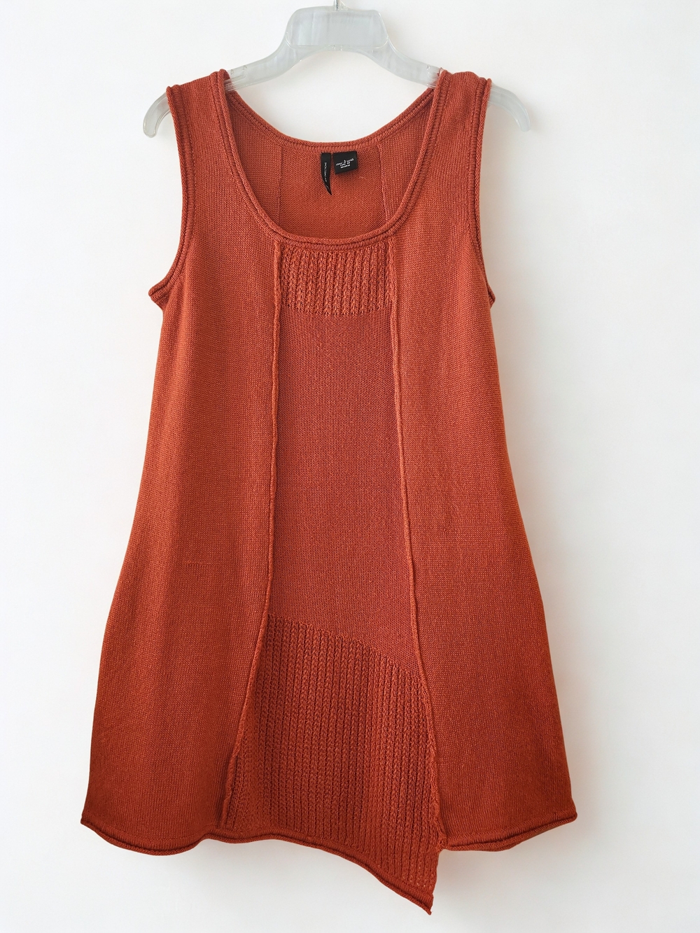 New Directions Assymetrical Knit Tank Dress Rust Orange Women's Size Large